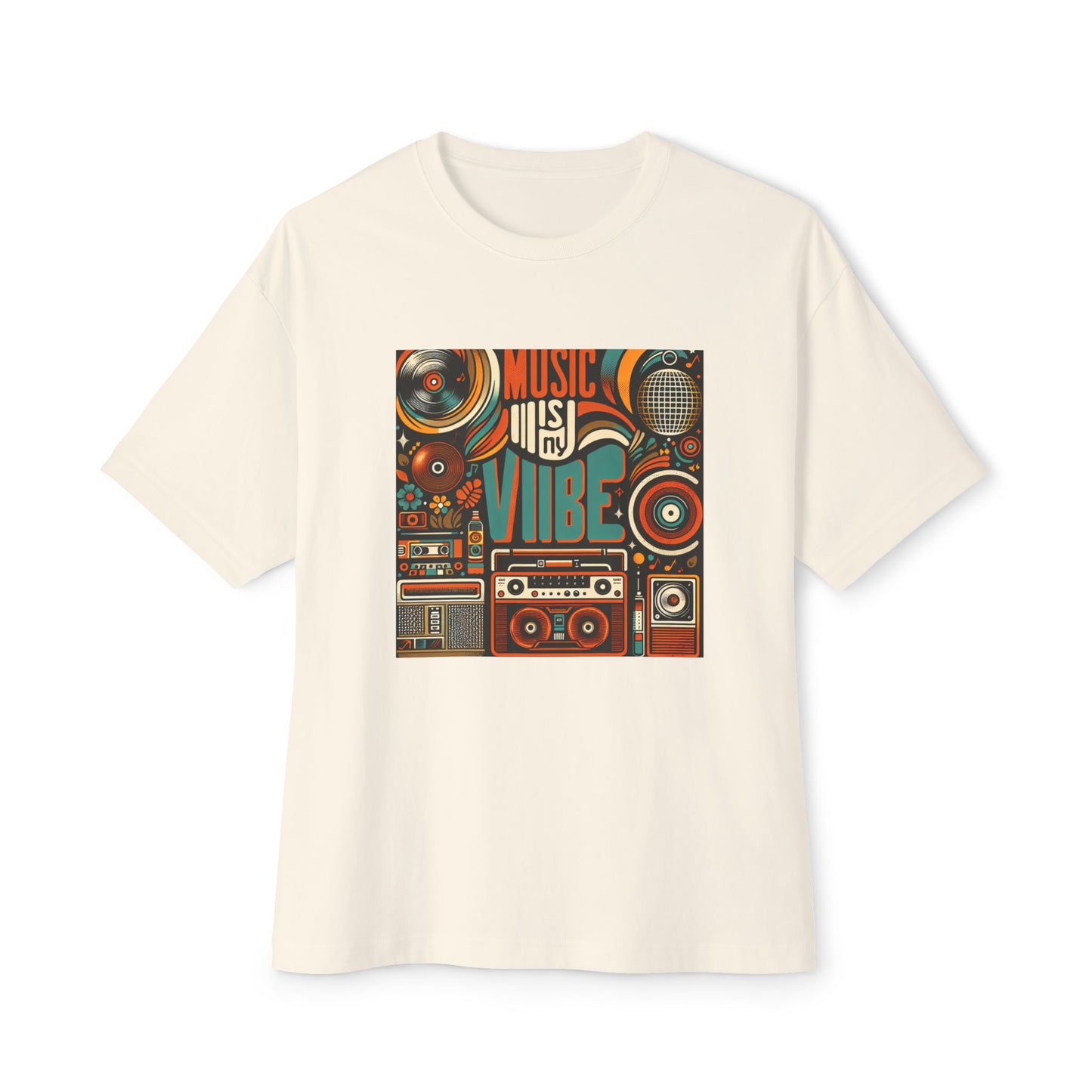 Music is My Vibe Design 2 Unisex Oversized Boxy Tee