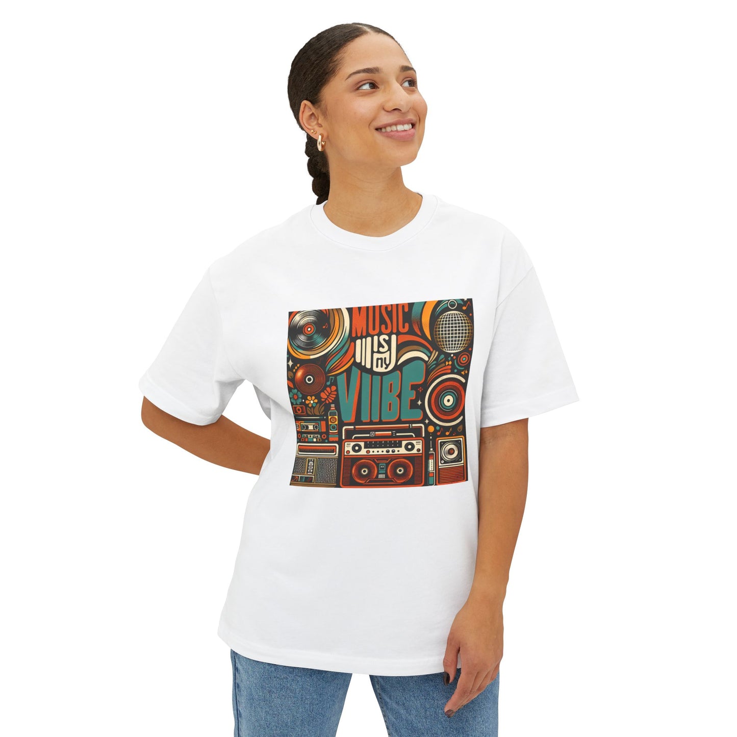 Music is My Vibe Design 2 Unisex Oversized Boxy Tee