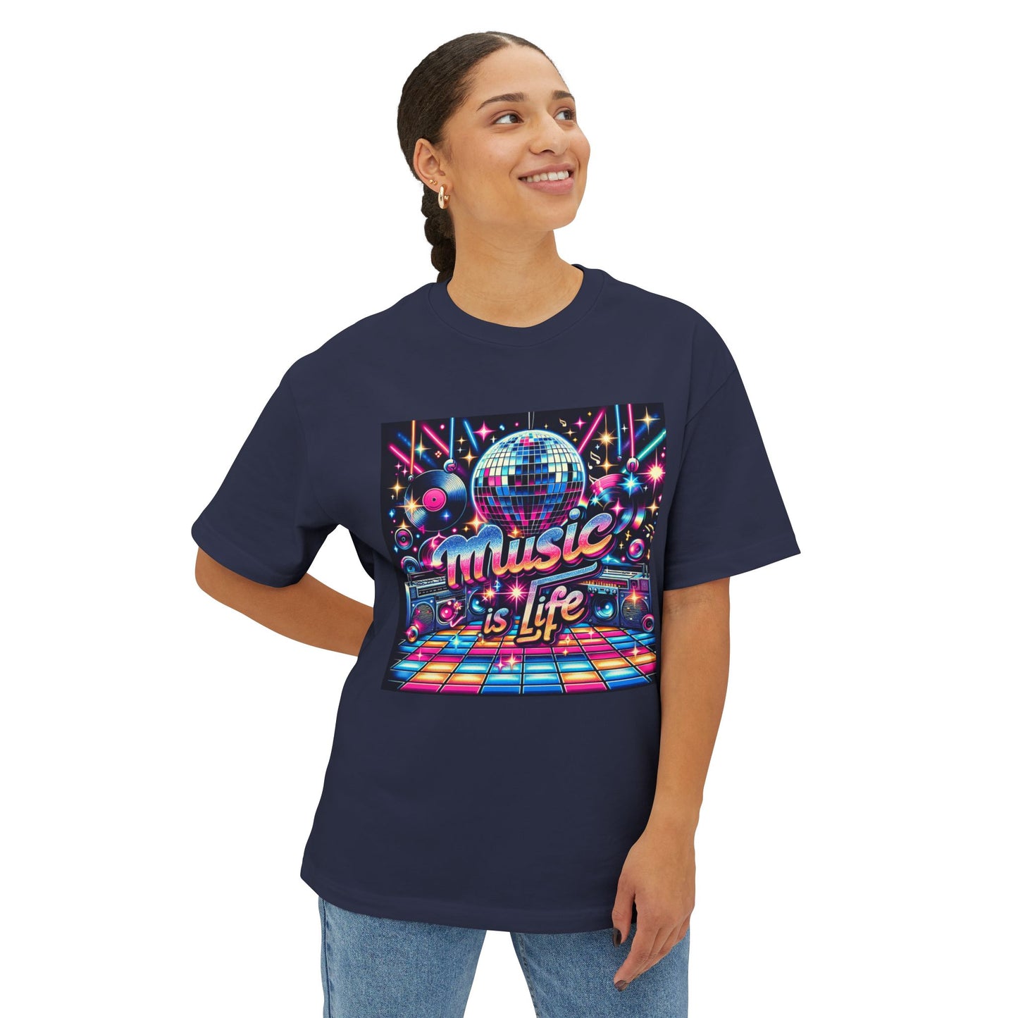 Music is Life Unisex Oversized Boxy Tee