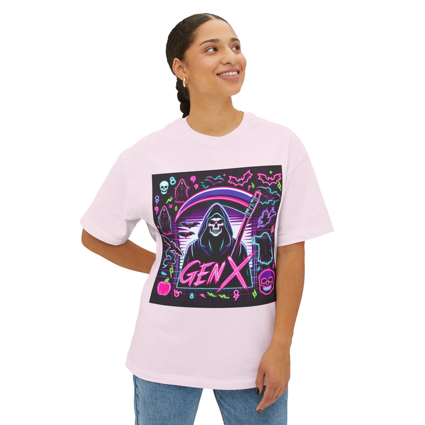 Neon Goth Gen X Halloween Unisex Oversized Boxy Tee