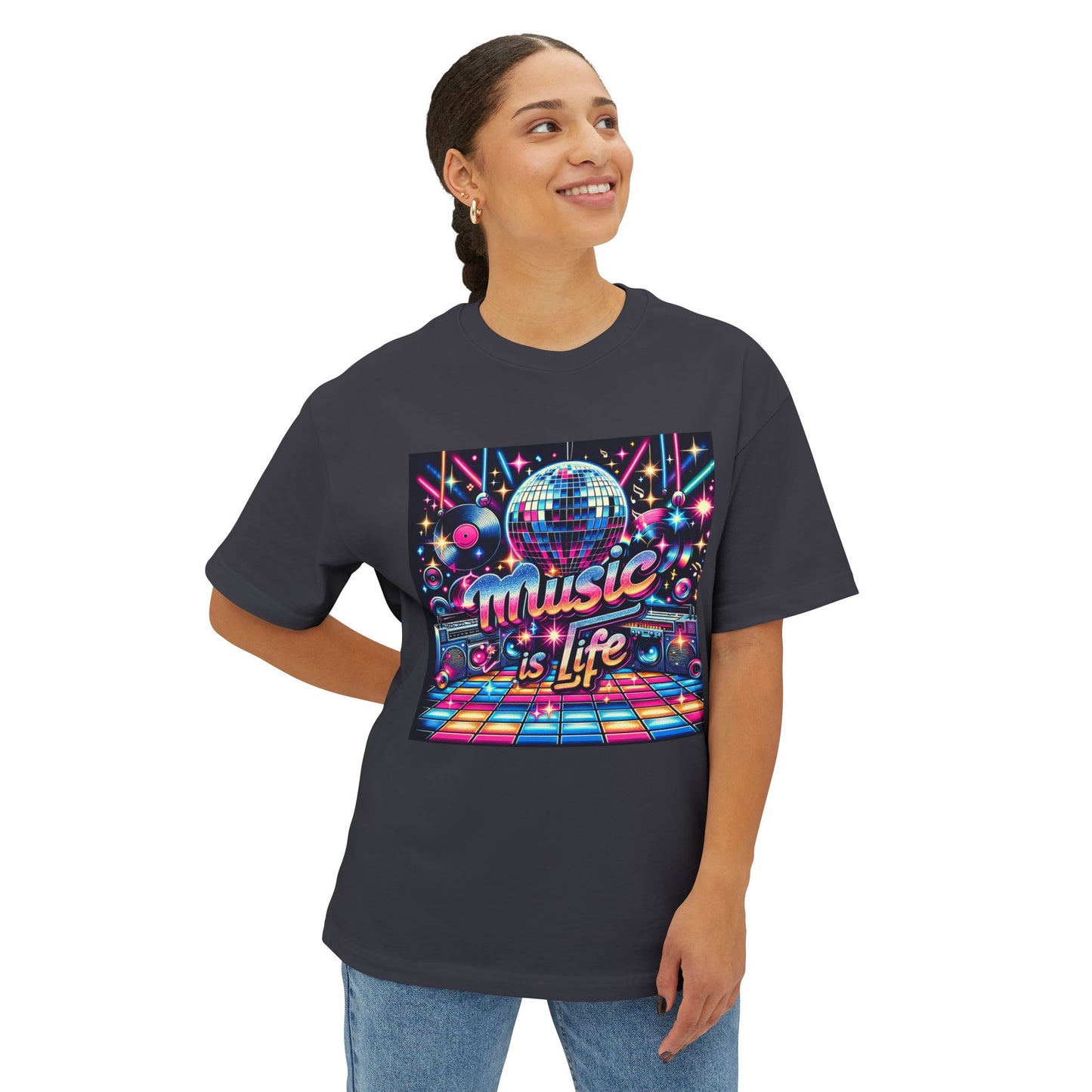 Music is Life Unisex Oversized Boxy Tee