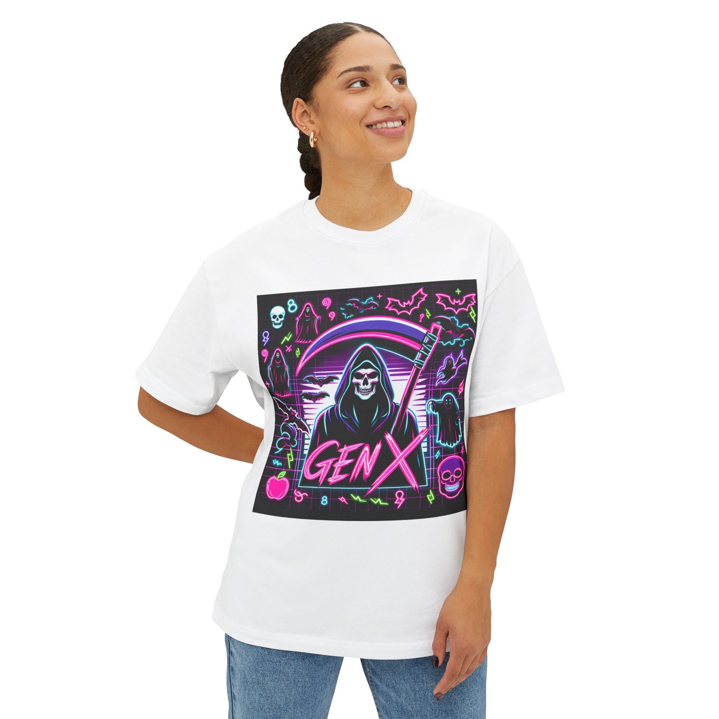 Neon Goth Gen X Halloween Unisex Oversized Boxy Tee