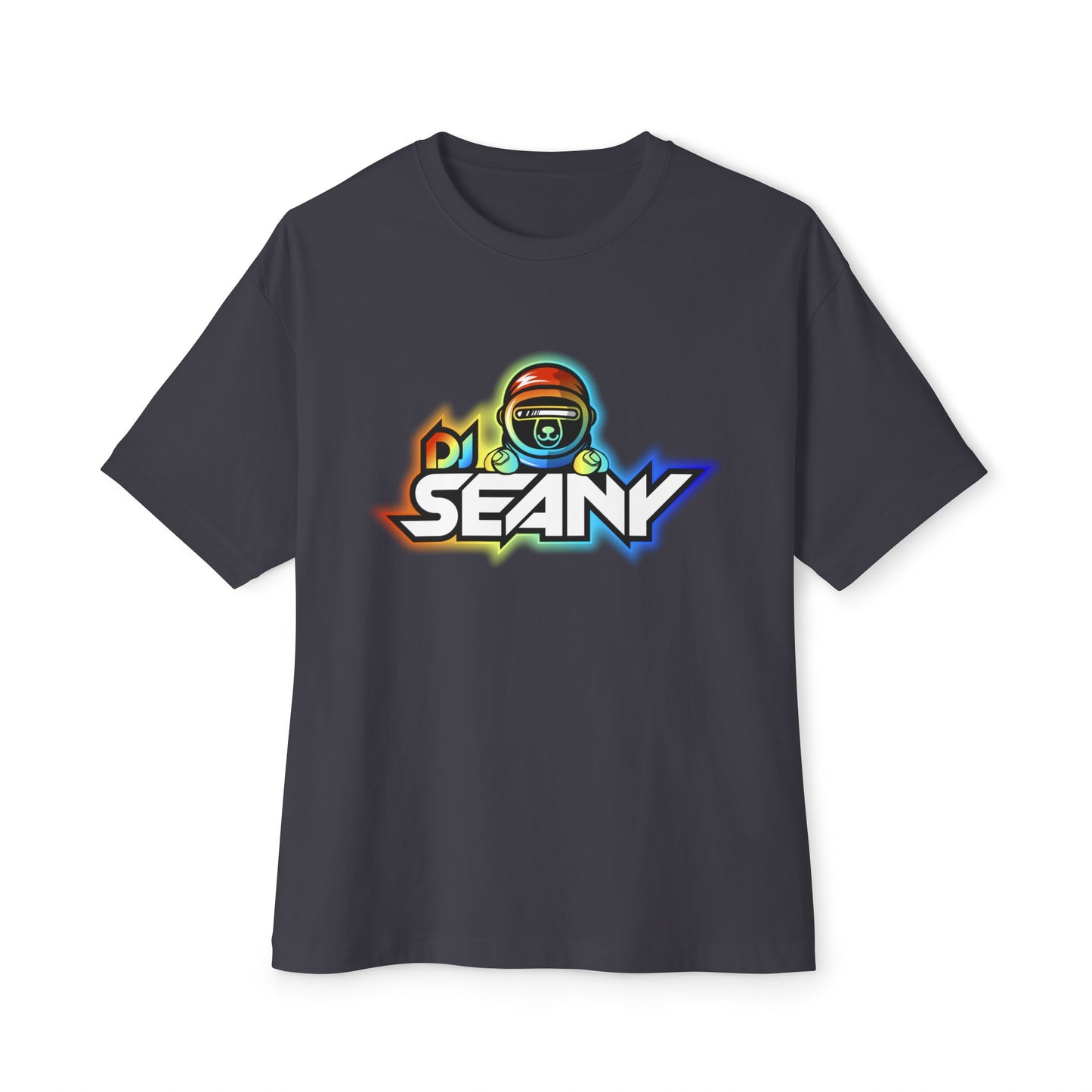 DJ Seany Pride Rainbow Logo Fan Tee with Space Bear Unisex Oversized Boxy Tee