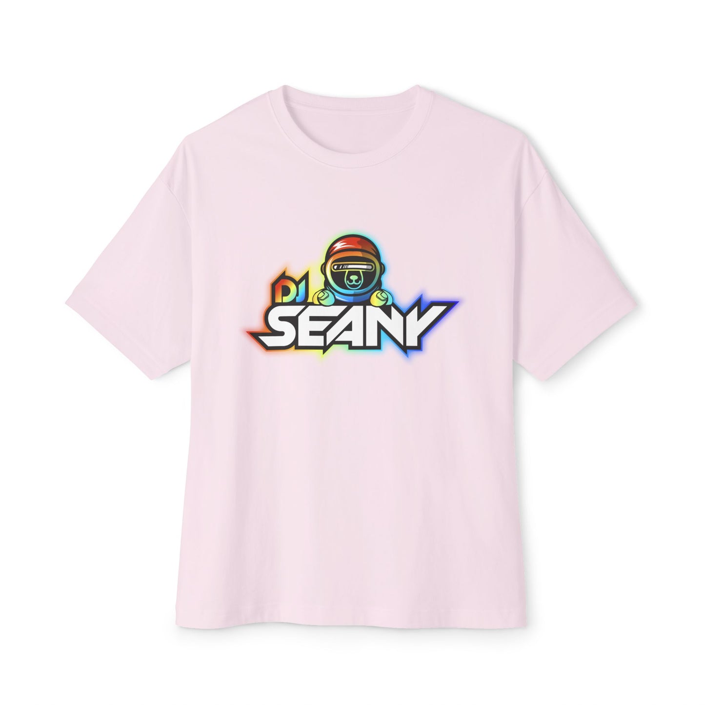 DJ Seany Pride Rainbow Logo Fan Tee with Space Bear Unisex Oversized Boxy Tee