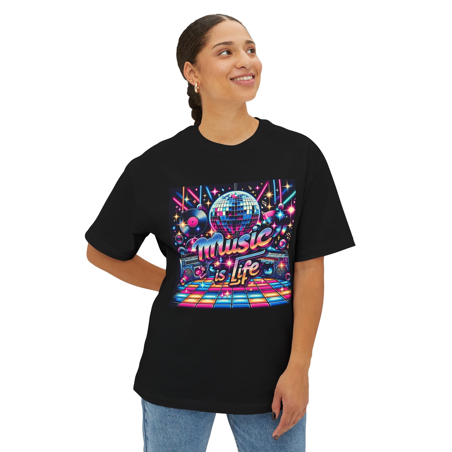 Music is Life Unisex Oversized Boxy Tee