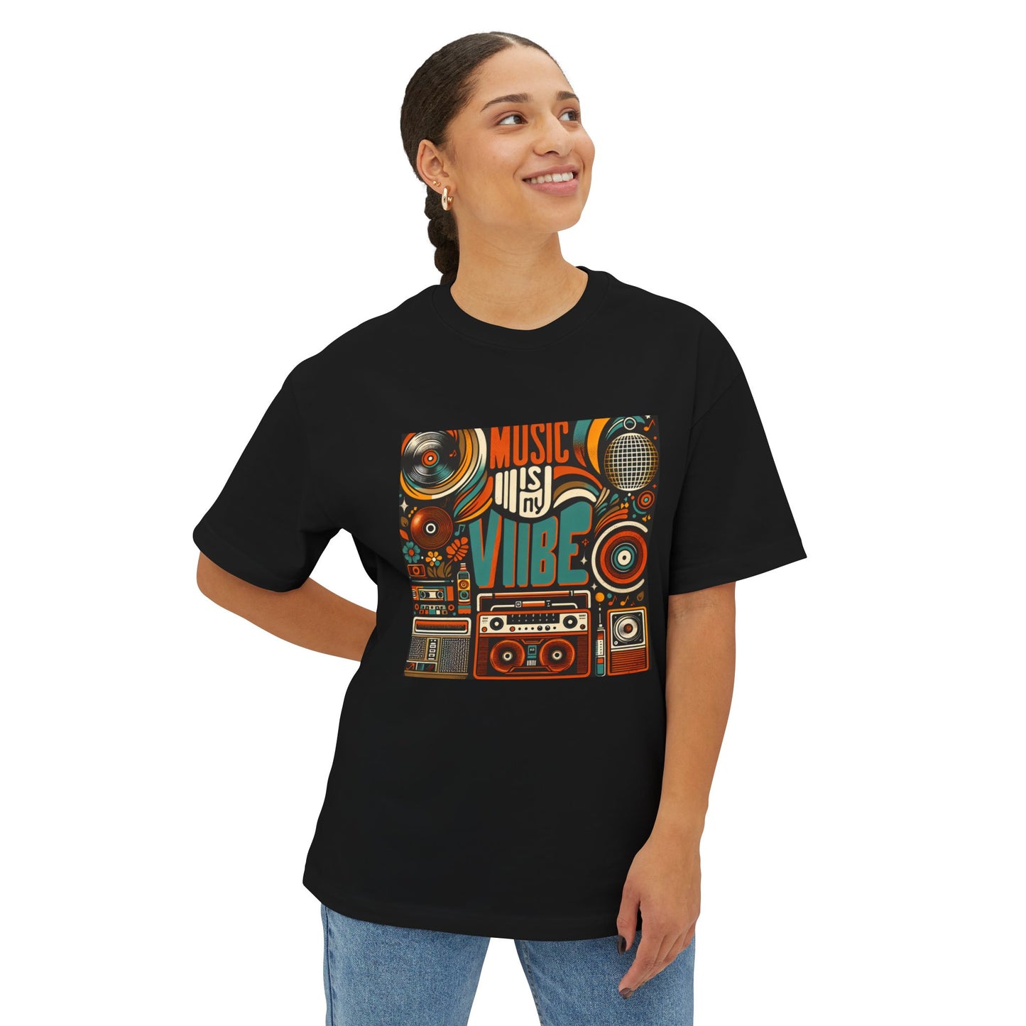 Music is My Vibe Design 2 Unisex Oversized Boxy Tee