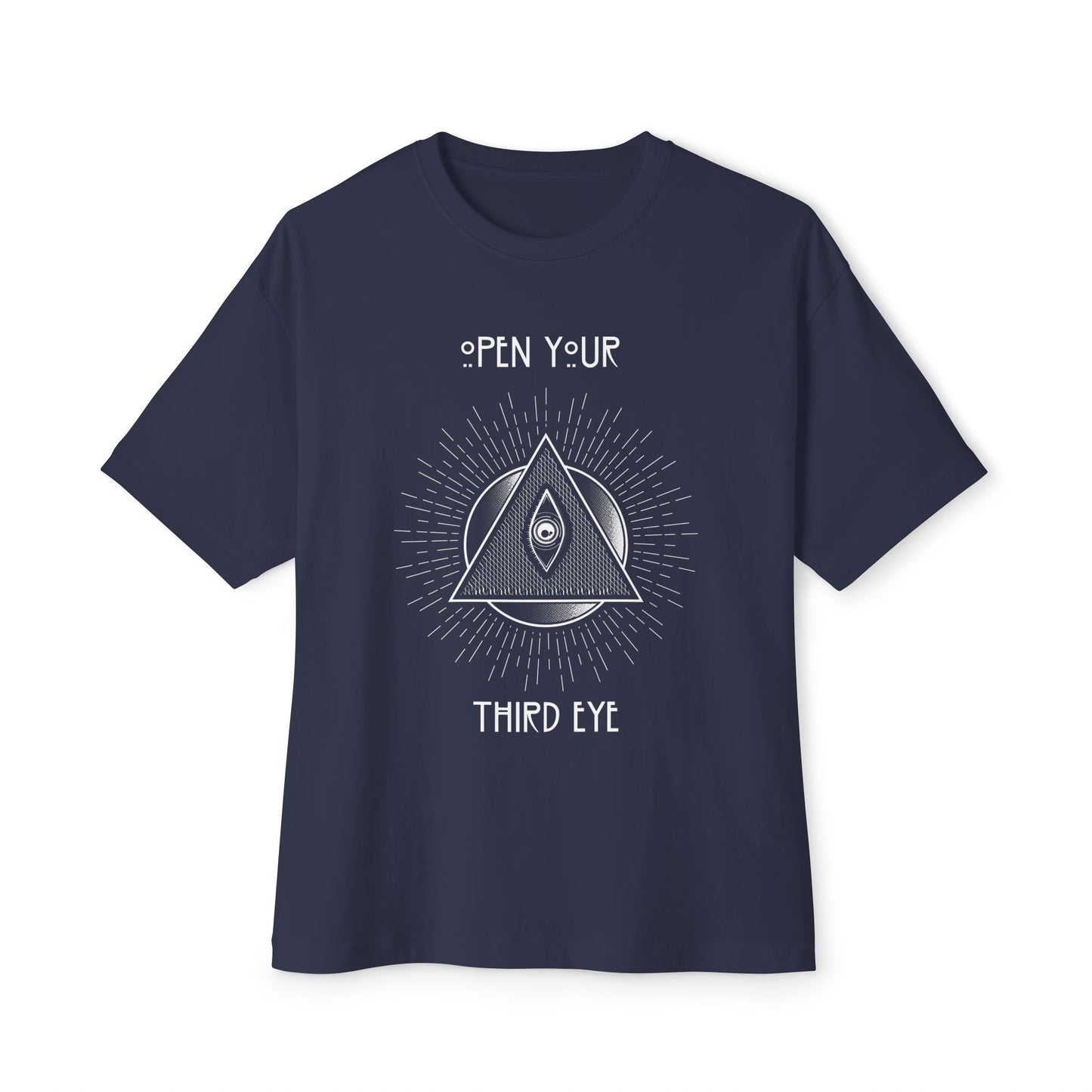 Open Your Third Eye Version 2 White Letters Unisex Oversized Boxy Tee