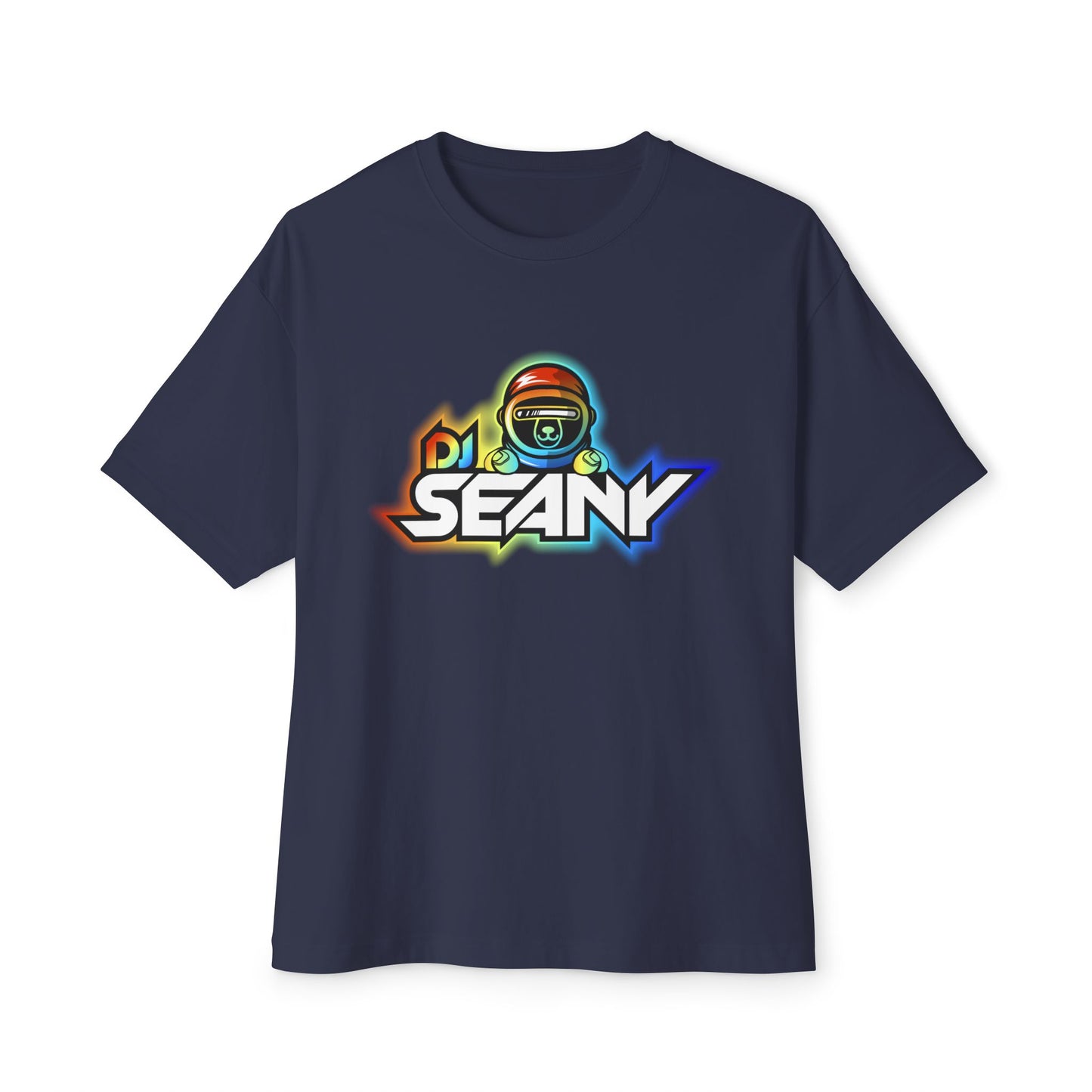DJ Seany Pride Rainbow Logo Fan Tee with Space Bear Unisex Oversized Boxy Tee