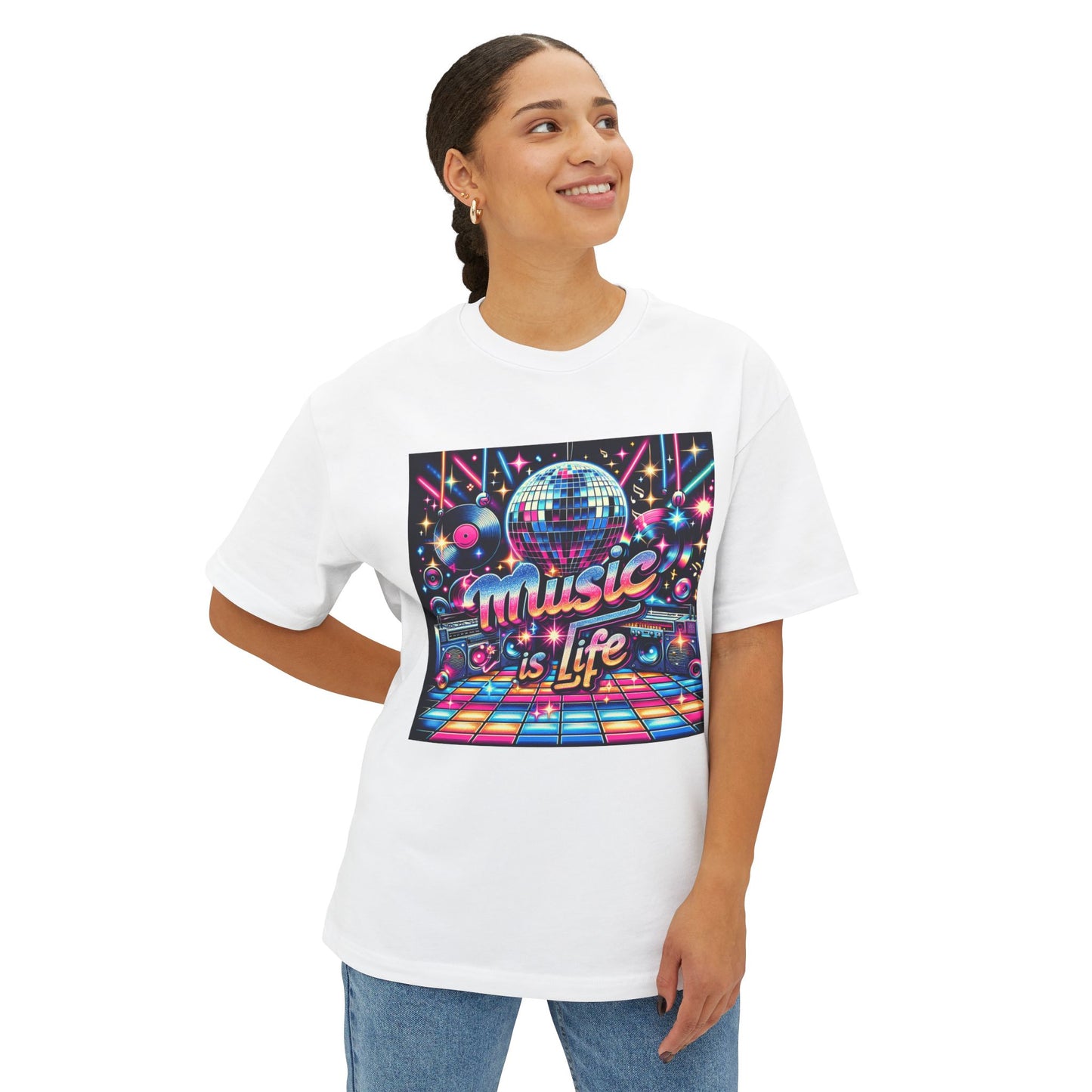 Music is Life Unisex Oversized Boxy Tee