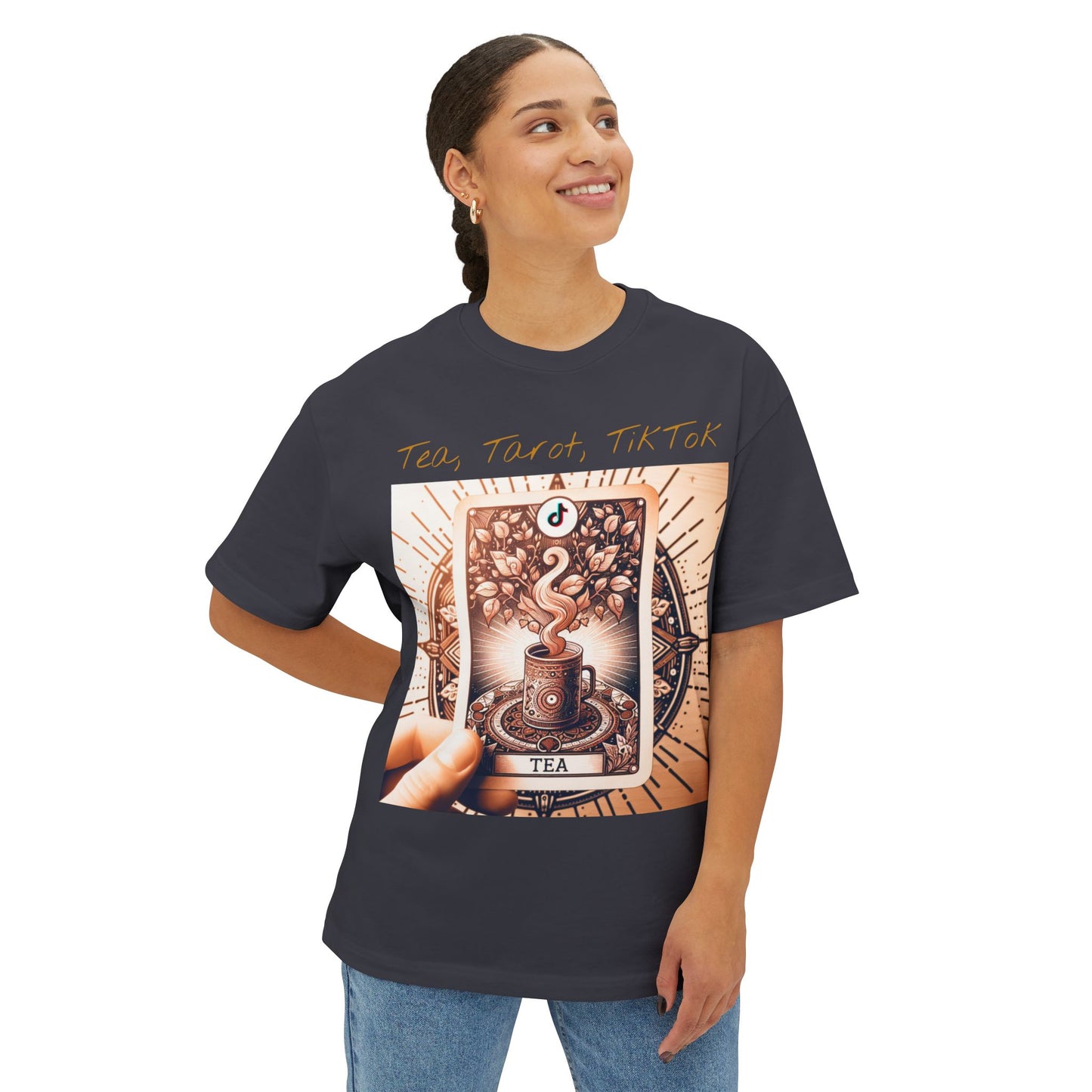Tarot Tea and Tik Tok Unisex Oversized Boxy Tee