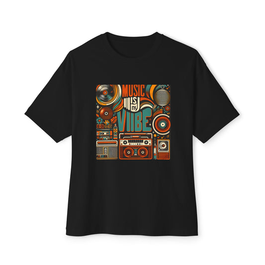 Music is My Vibe Design 2 Unisex Oversized Boxy Tee