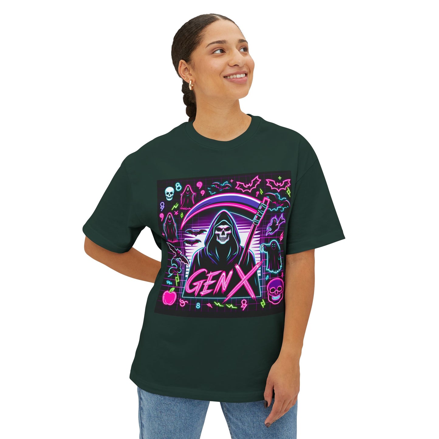 Neon Goth Gen X Halloween Unisex Oversized Boxy Tee