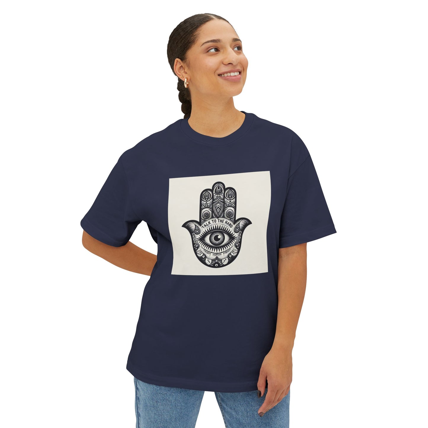 Talk to the Hamsa version 2 Unisex Oversized Boxy Tee