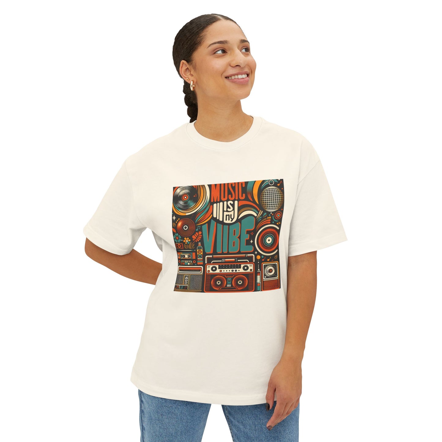 Music is My Vibe Design 2 Unisex Oversized Boxy Tee