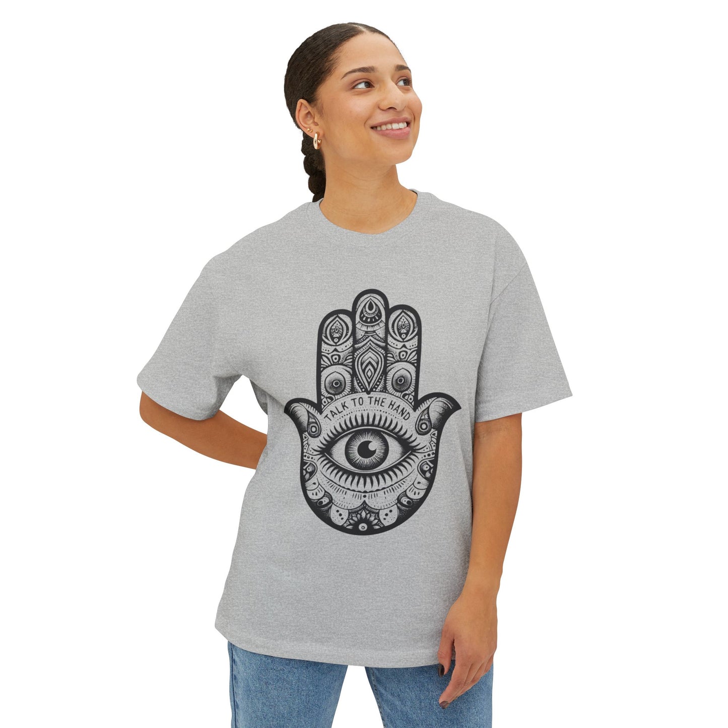 Talk to the Hamsa Unisex Oversized Boxy Tee
