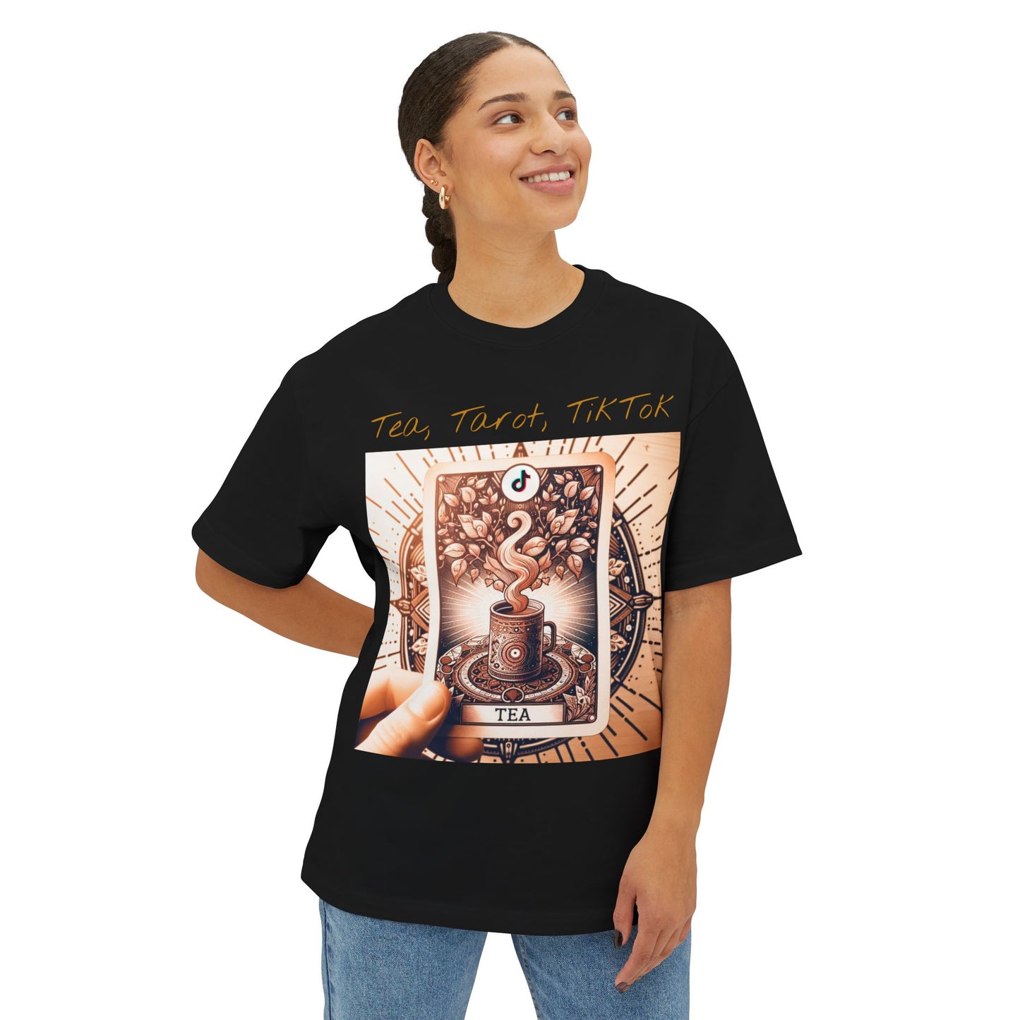 Tarot Tea and Tik Tok Unisex Oversized Boxy Tee
