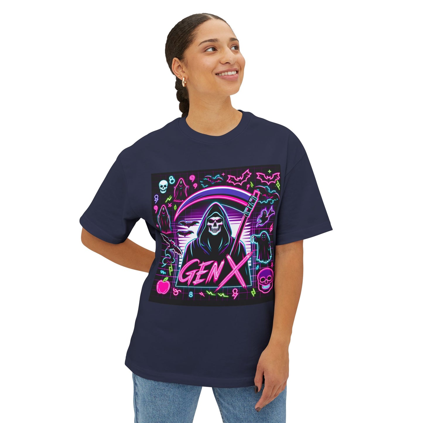 Neon Goth Gen X Halloween Unisex Oversized Boxy Tee