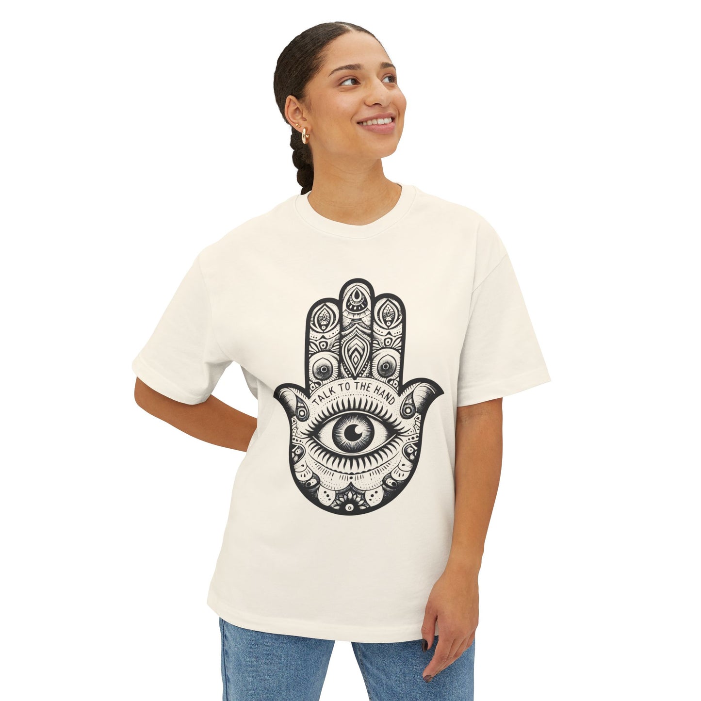 Talk to the Hamsa Unisex Oversized Boxy Tee