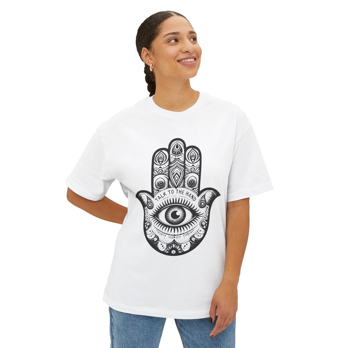 Talk to the Hamsa Unisex Oversized Boxy Tee