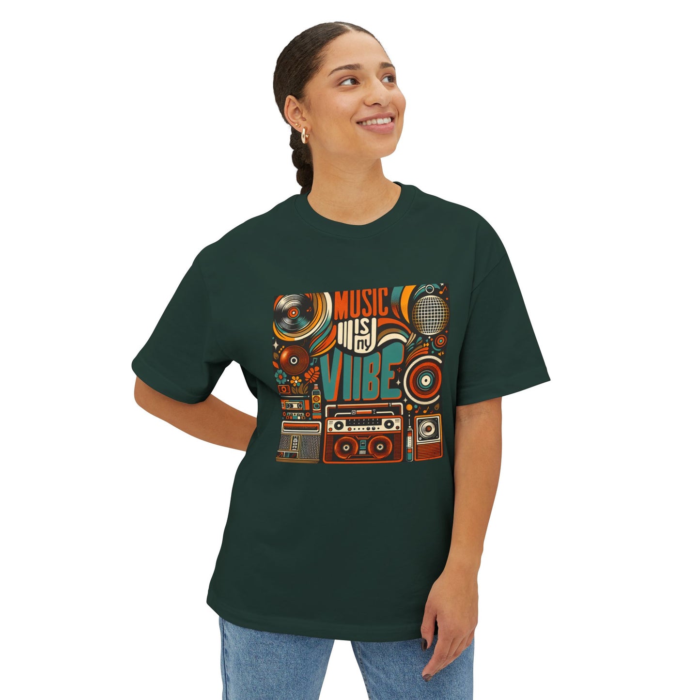 Music is My Vibe Design 2 Unisex Oversized Boxy Tee