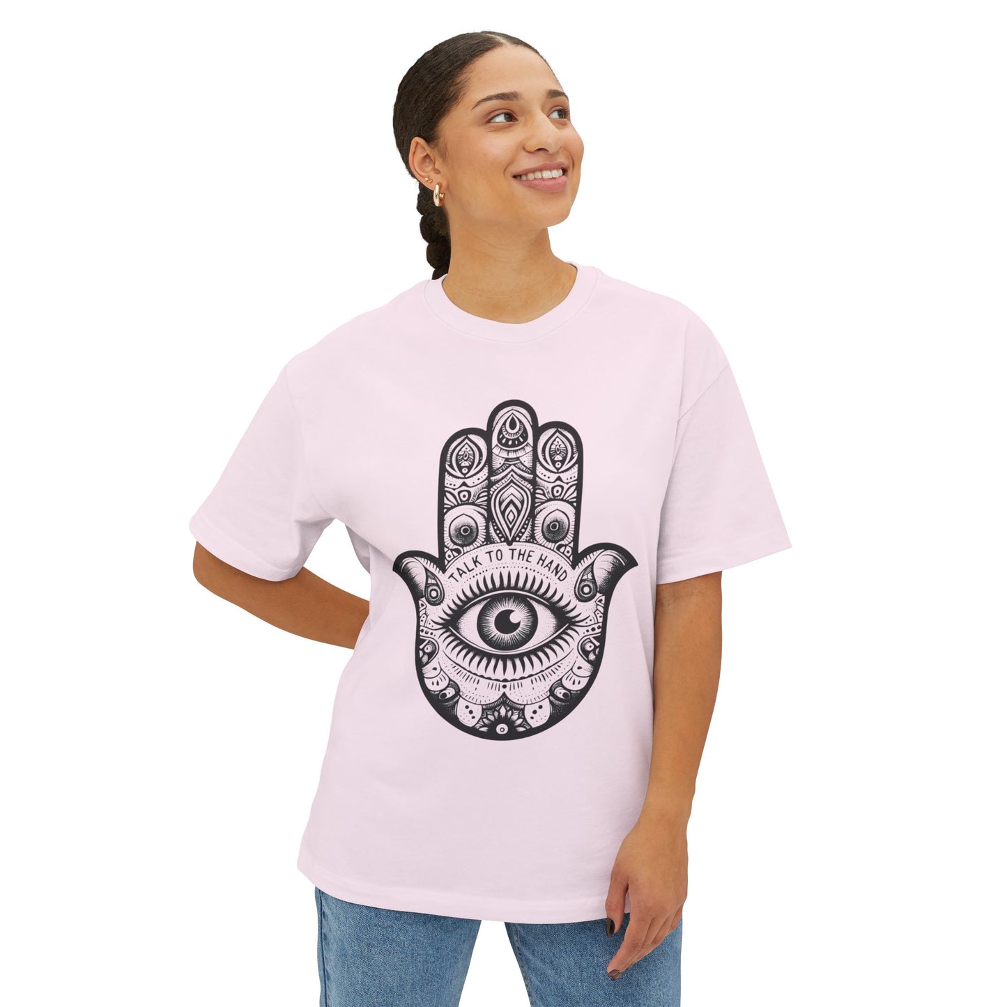 Talk to the Hamsa Unisex Oversized Boxy Tee