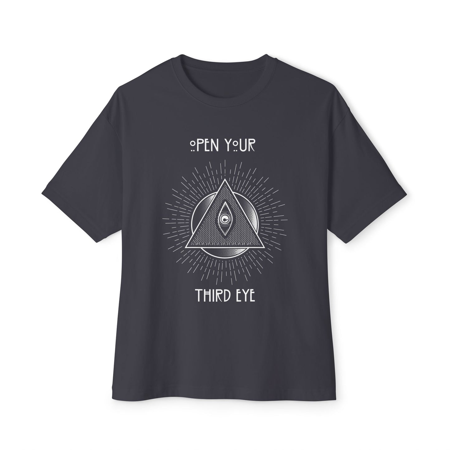 Open Your Third Eye Version 2 White Letters Unisex Oversized Boxy Tee