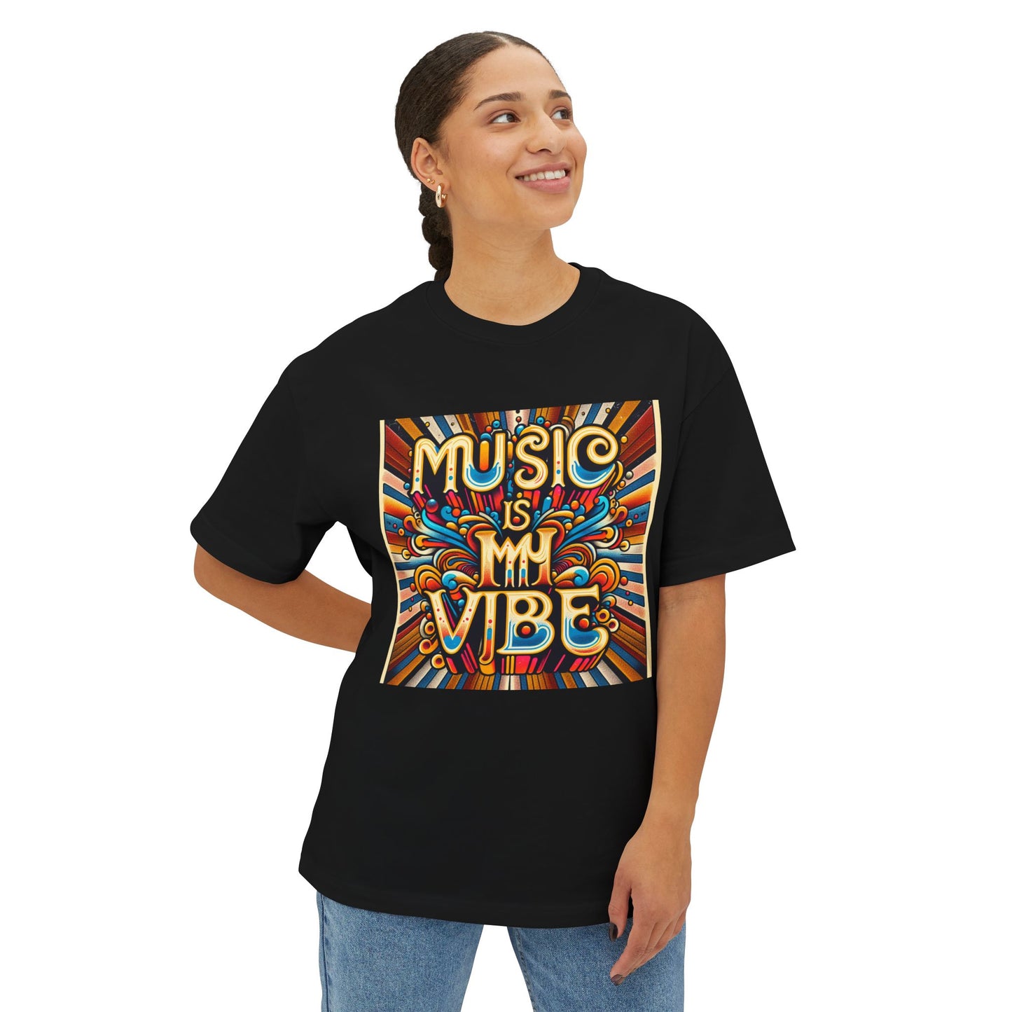 Music is My Vibe Unisex Oversized Boxy Tee