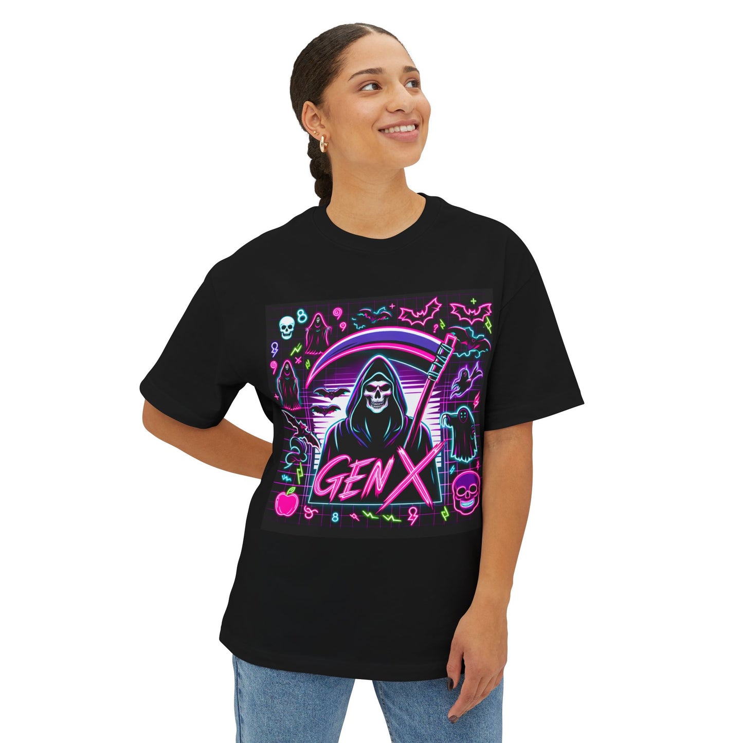 Neon Goth Gen X Halloween Unisex Oversized Boxy Tee